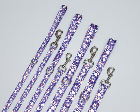 LEASHES - Paw Print Fireworks - Silver Hardware
