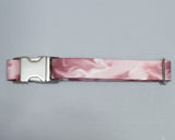 MEDIUM - Light Pink Watercolor Webbing - Silver Buckle