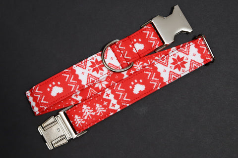 The Candy Cane Nordic Fabric Dog Collar