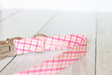 Pink Gingham Dog Collar