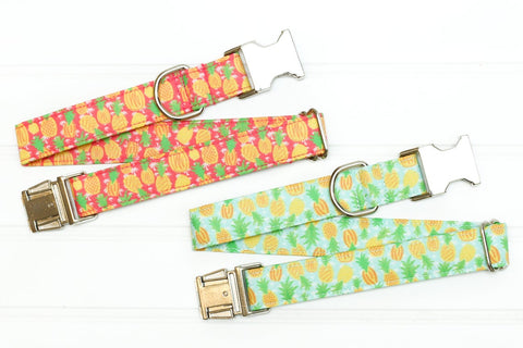 Coral or Mint Pineapple Dog Collars