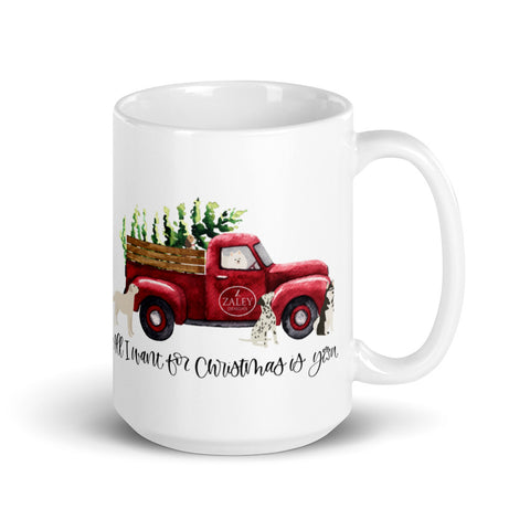 Christmas Truck White glossy mug